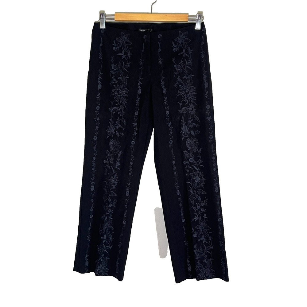 Neutral Floral Embroidery Pant 4 Boho Indie Retro Classic Preppy Minimalist 80s